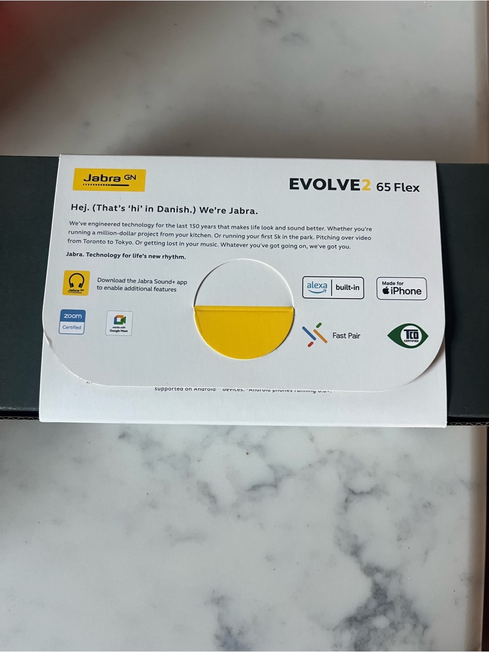 Jabra Evolve2 65 Flex Wireless Headset - White & Yellow